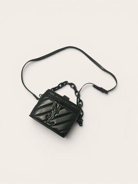Saint Laurent Black Quilted vegan  Mini Crossbody with Chain Handle